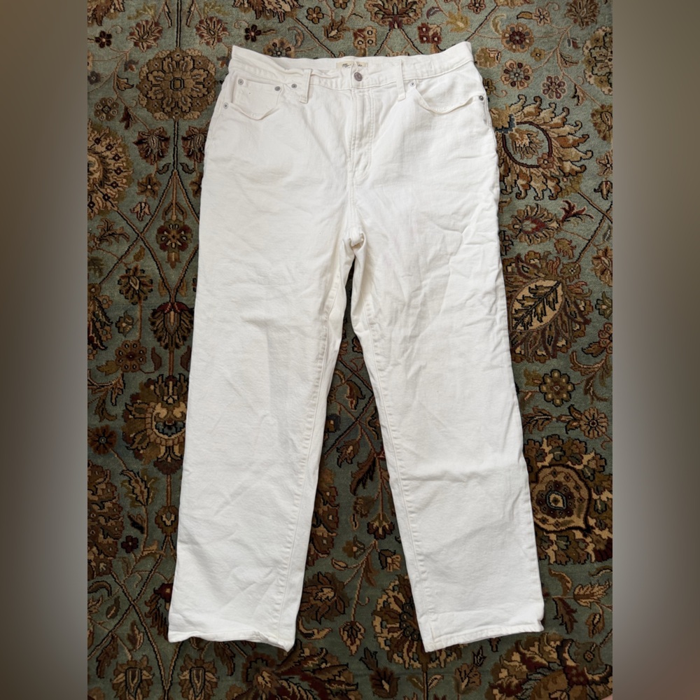 Madewell Perfect Vintage Straight Leg Tile White Denim Jeans